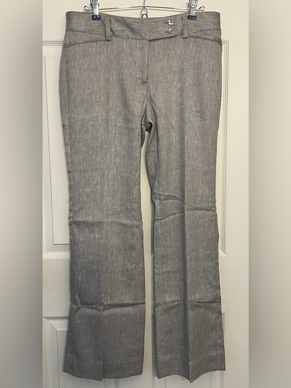 White House Black Market Legacy Women's Linen Modern Boot Cut Pants Gray